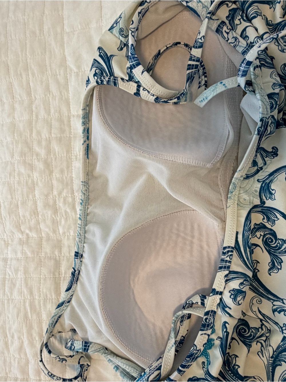 Longitude Blue And White Paisley Swimdress View 3